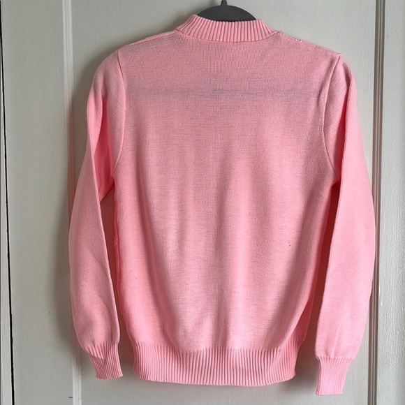 Vintage 80s Knit Mockneck Made in Ireland Bright Pink Women's Sweater Acrylic - Picture 8 of 15